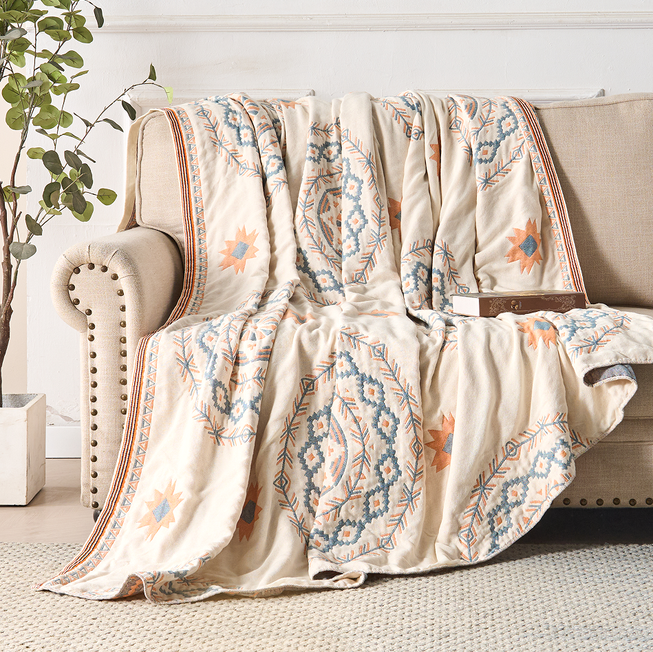 MandalaWeave – Boho Cotton Throw Blanket