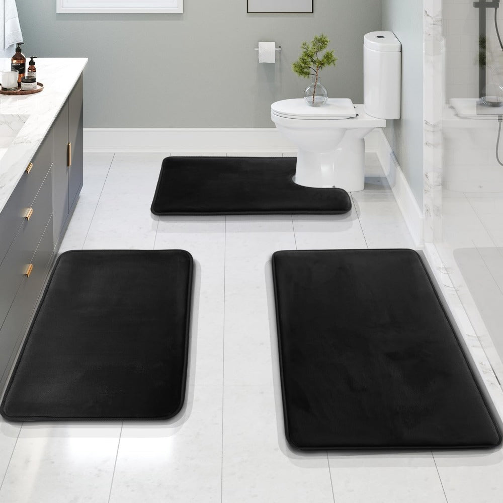 VelvaSoft – Plush Memory Foam Bath Mat Set