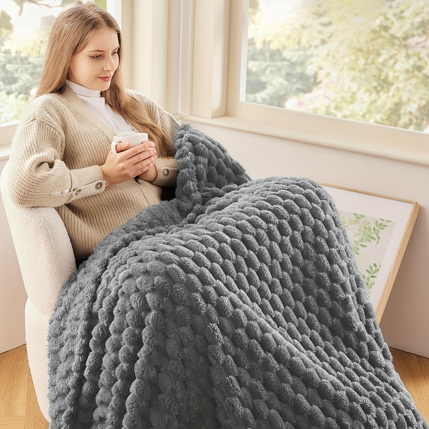 CloudWeave – Plush Bubble Fleece Blanket