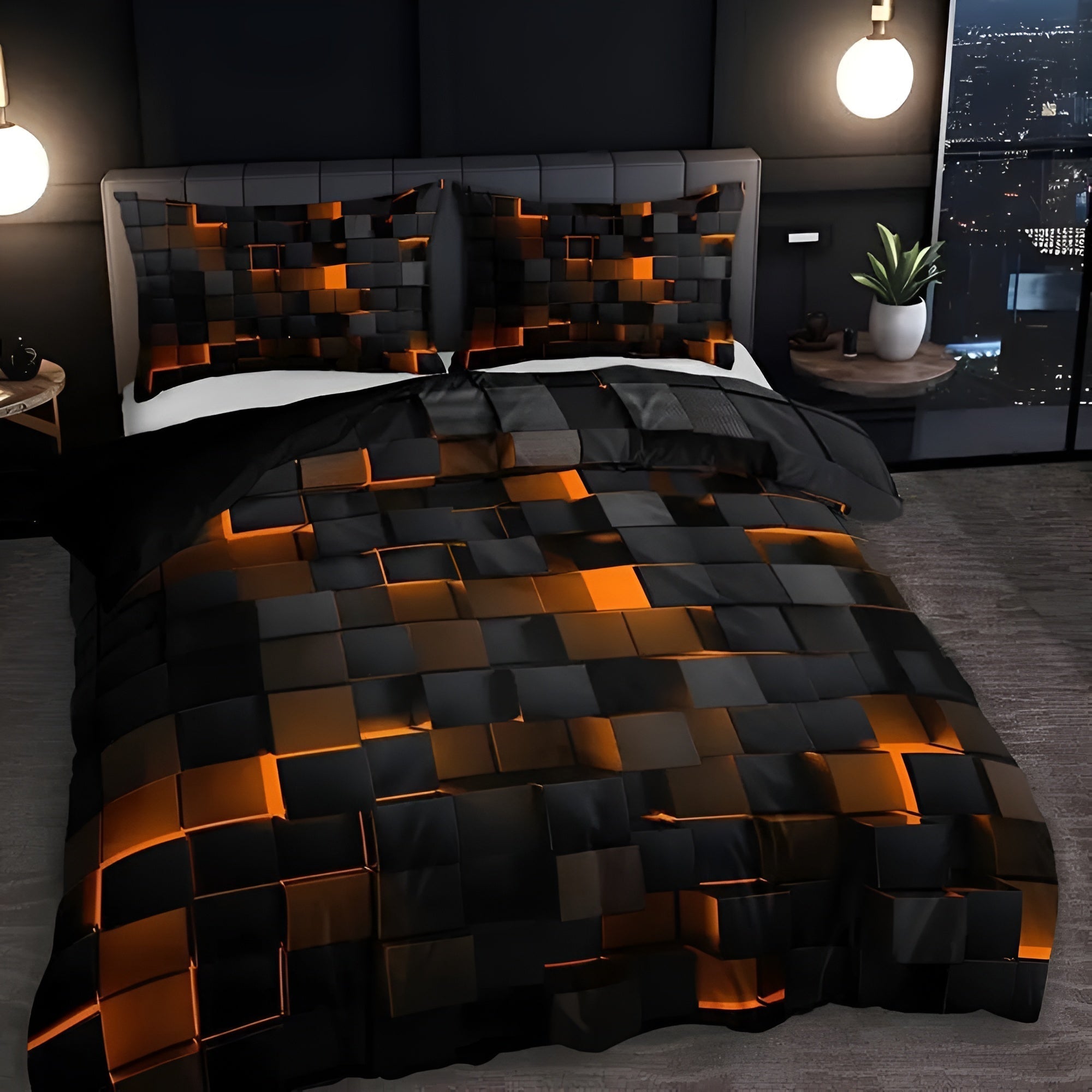 NeonGrid – Futuristic 3D Print Duvet Cover Set