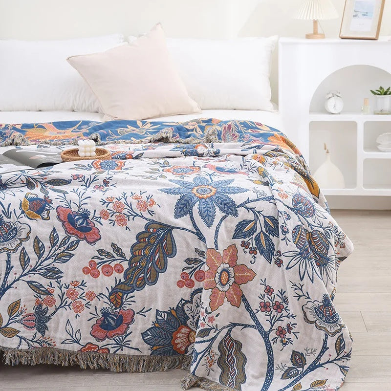FloraTassel – Artistic Cotton Blanket