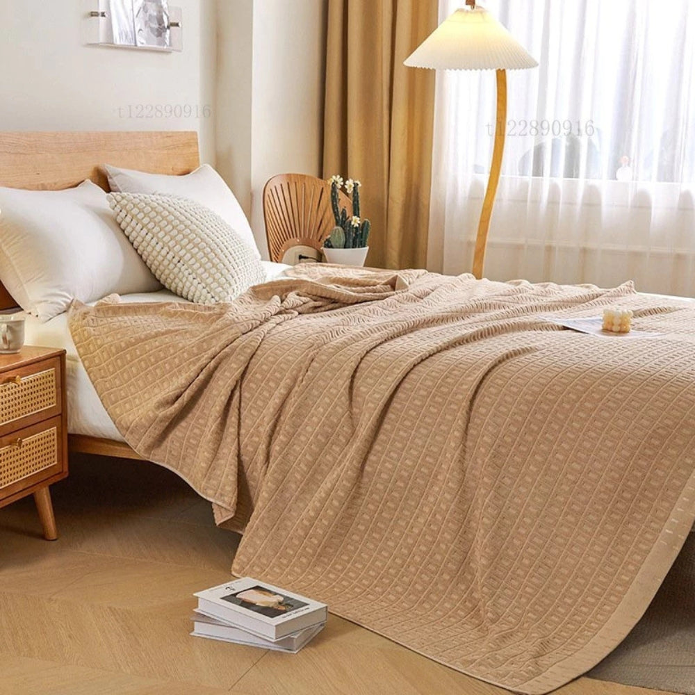 Cotton Waffle - Light Bedspread Throw Blanket