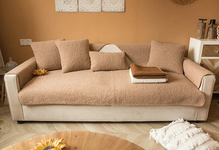 SnugNest – Teddy Sherpa Sofa Cover