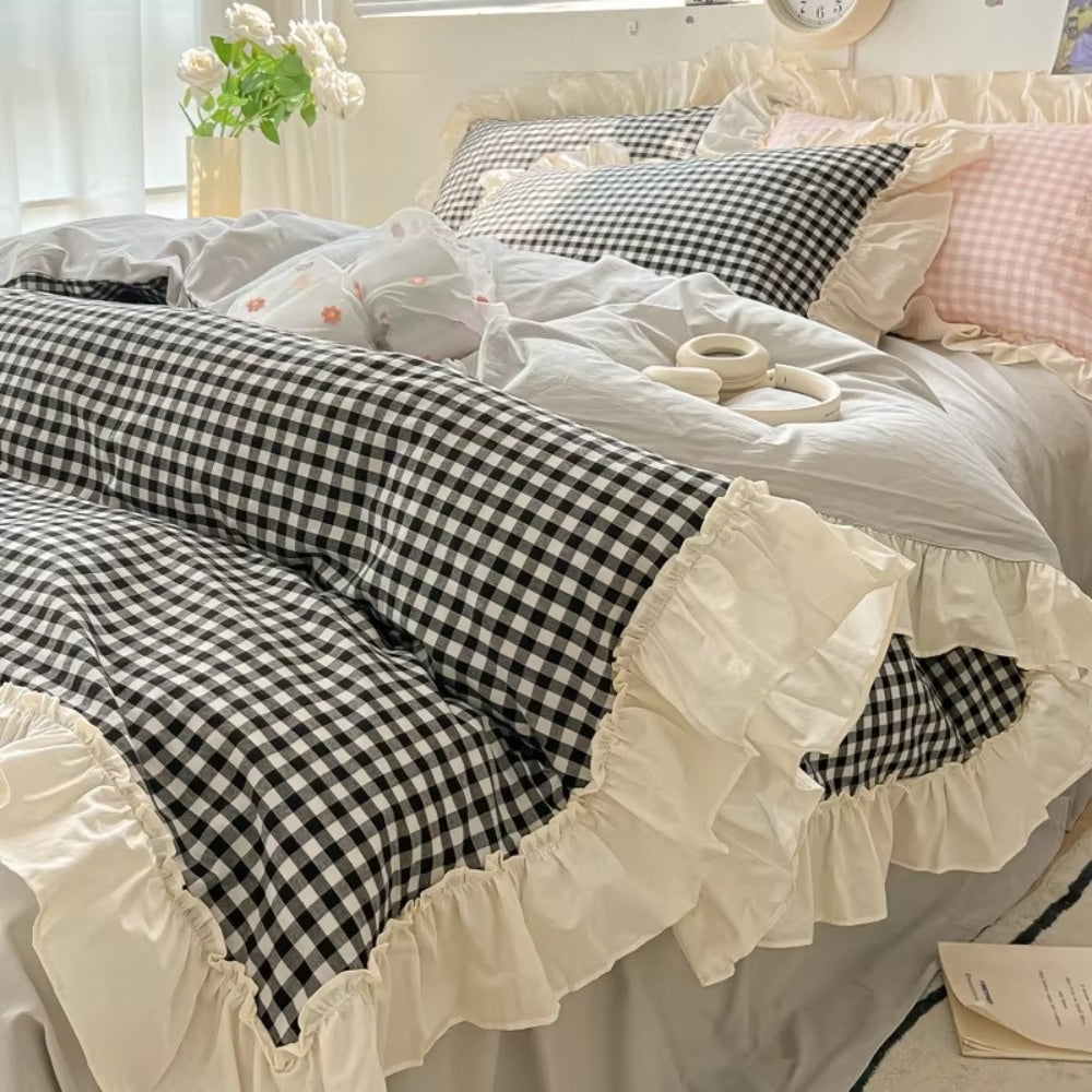 GinghamBelle – Ruffled Gingham Check Bedding Set