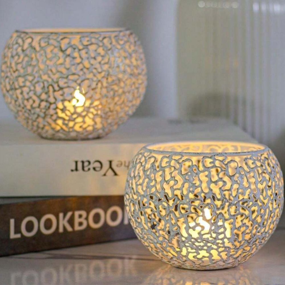 GlowSphere – Metallic Candle Holder Modern Geometric Decor