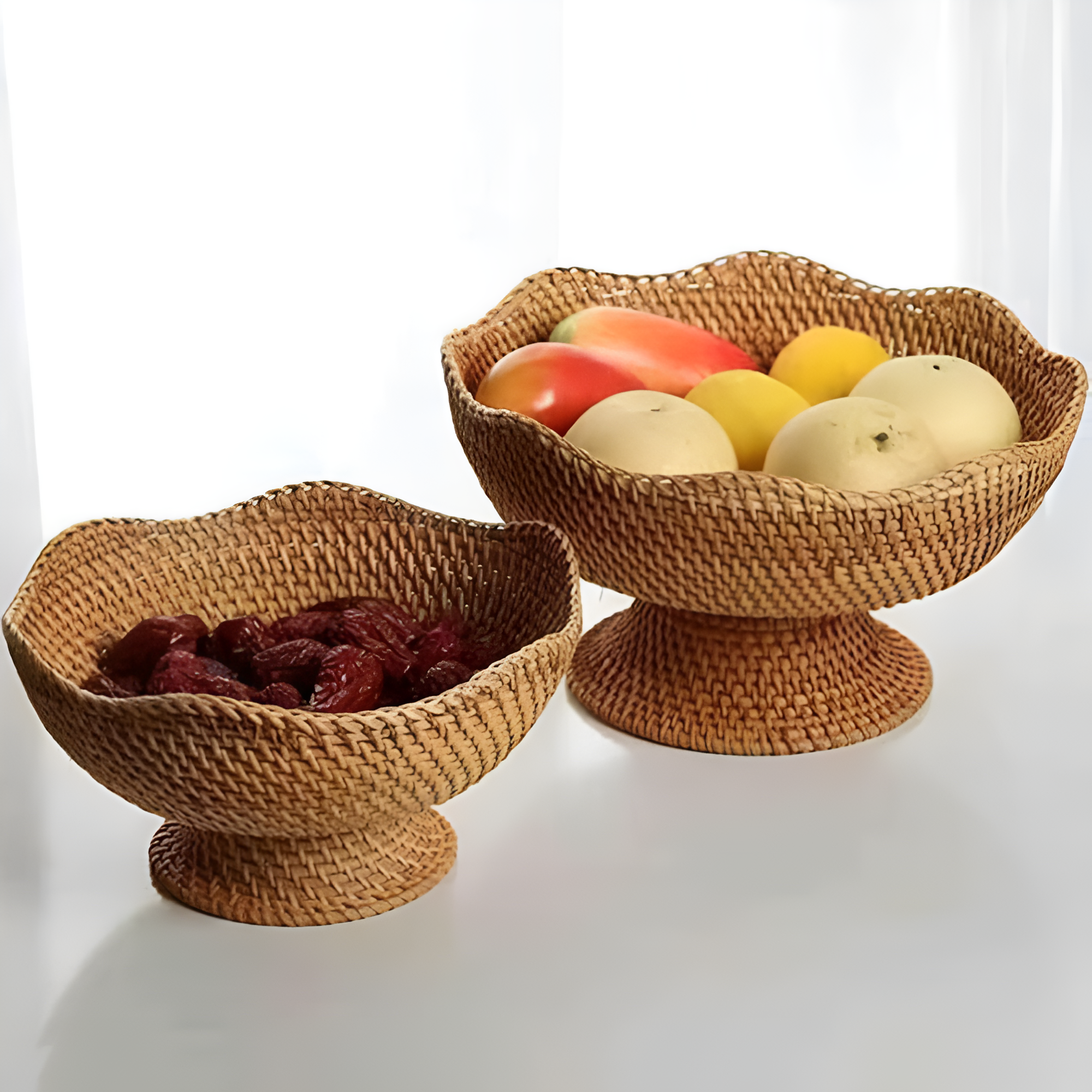 WeaveBloom – Handwoven Rattan Fruit Basket Natural Kitchen Decor