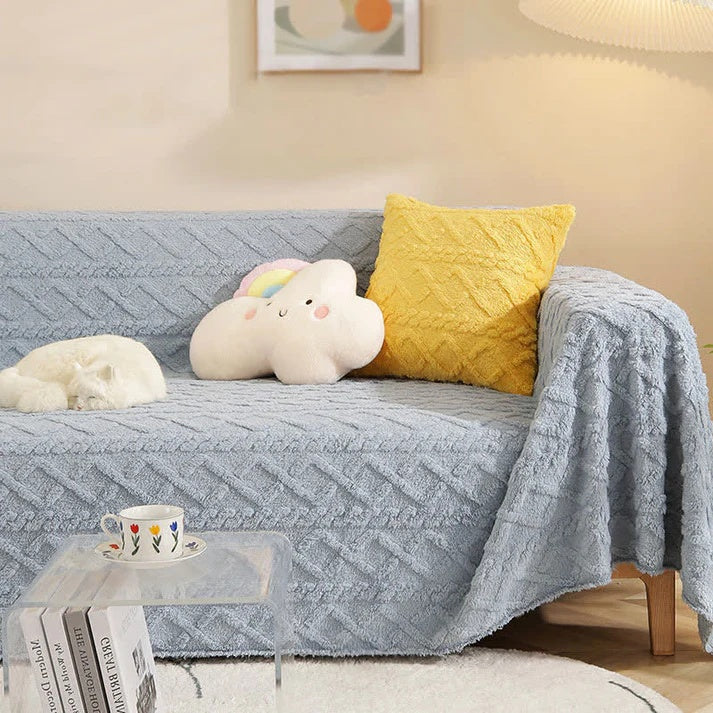CozyNest Cover - Couch Cover - Waffle Texture - Sherpa Warm Comfort