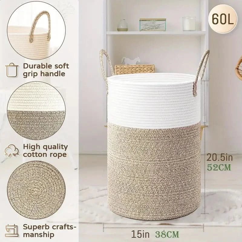WeaveNest – Foldable Cotton Storage Basket – Stylish, Durable Versatile