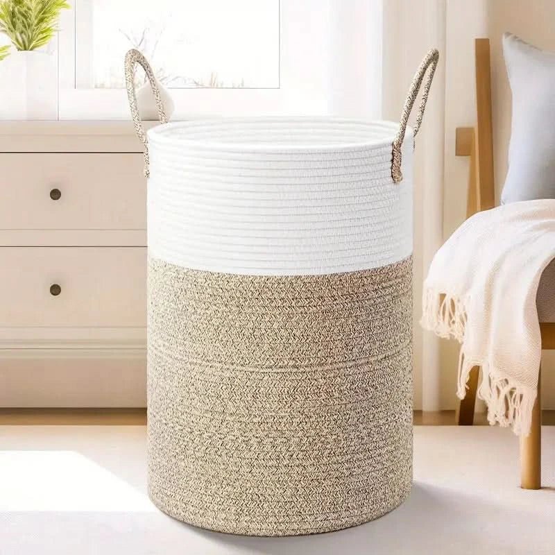 WeaveNest – Foldable Cotton Storage Basket – Stylish, Durable Versatile