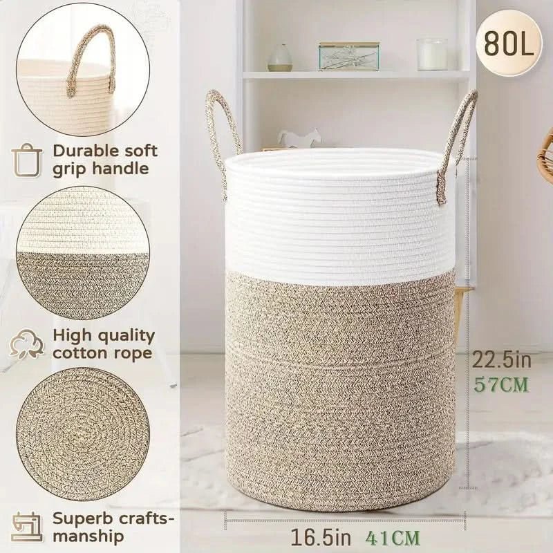 WeaveNest – Foldable Cotton Storage Basket – Stylish, Durable Versatile