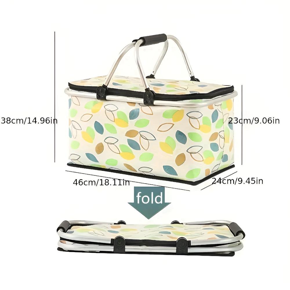 ChillCarry Basket - Insulated Picnic Basket - Checkered Style - Foldable Design