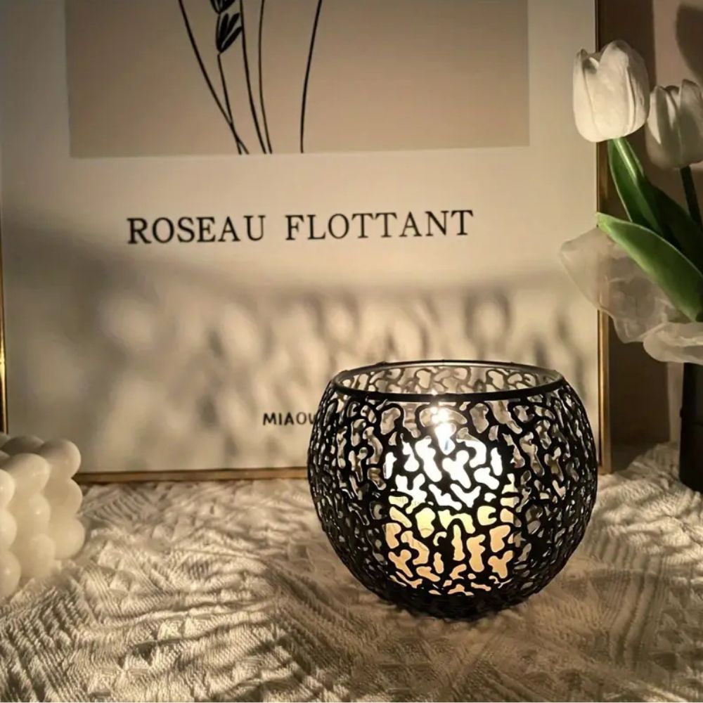 GlowSphere – Metallic Candle Holder Modern Geometric Decor