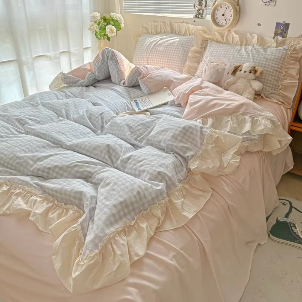 GinghamBelle – Ruffled Gingham Check Bedding Set