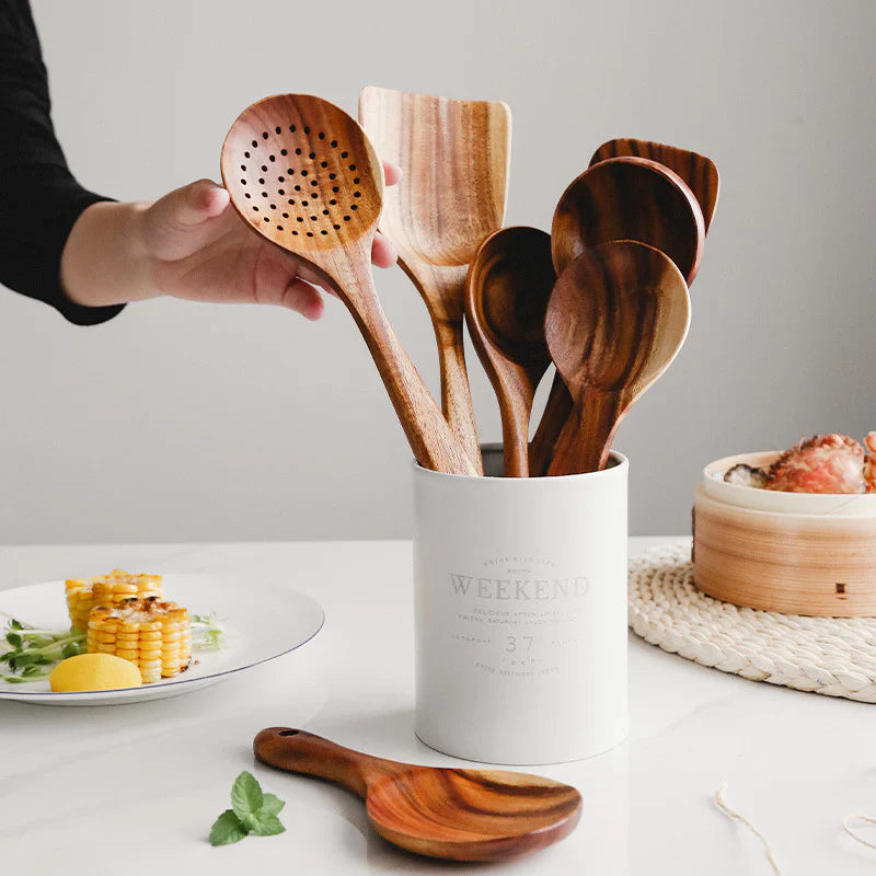WoodLadle Set – Acacia Kitchen Utensils – Natural Cooking Essentials