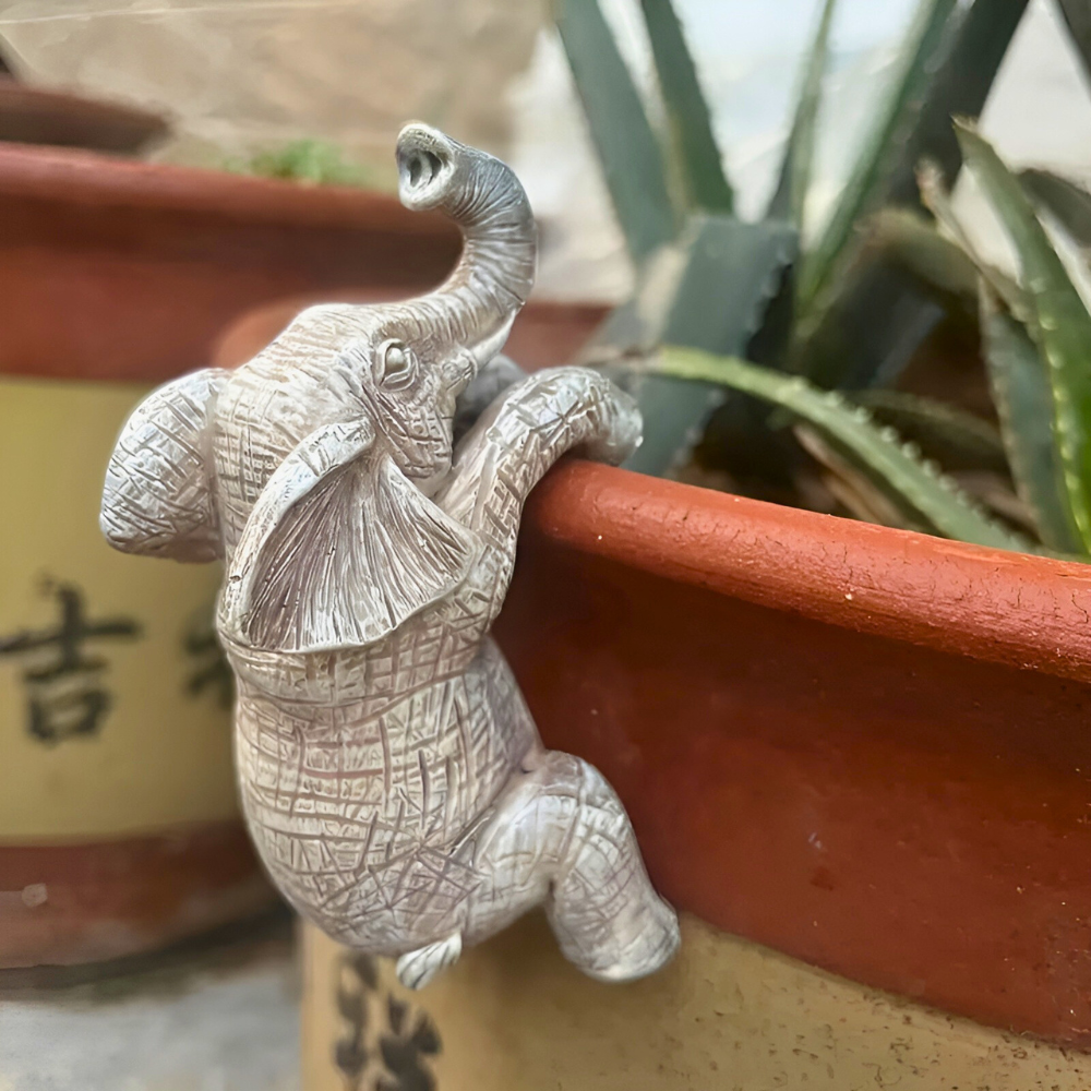 TrunkClimb – Elephant Sculpture Hanging Planter Accent