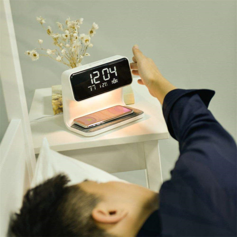 LumoDock – 3-in-1 Touch Lamp with Wireless Charger Alarm Clock