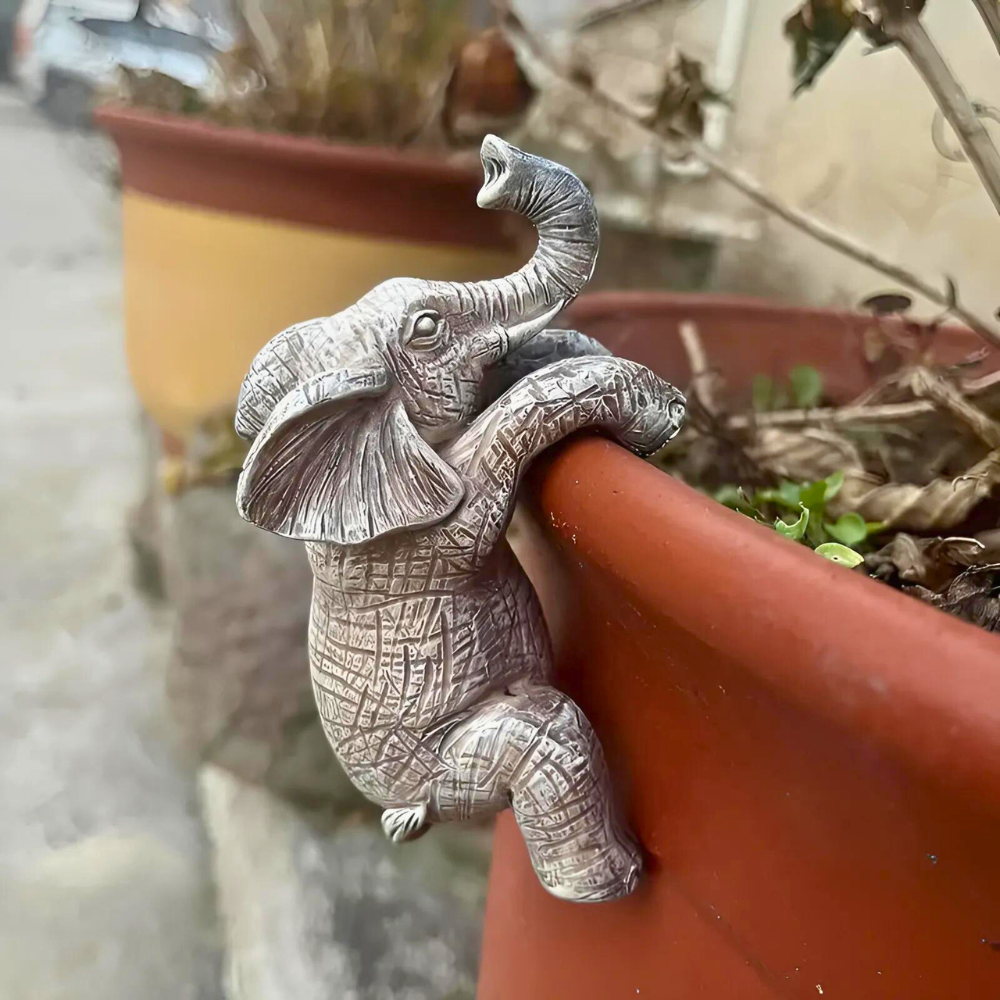 TrunkClimb – Elephant Sculpture Hanging Planter Accent