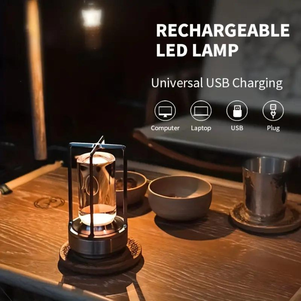 CrystalGlow – Nordic Inspired Lantern Cordless Table Lamp