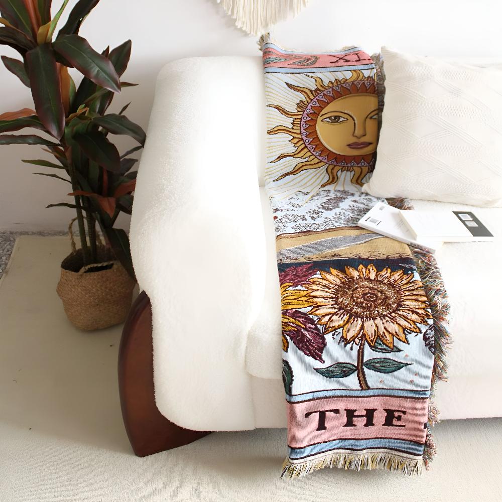 SolaraAura Blanket - Throw Blanket - Boho Style - Sun Design Comfort