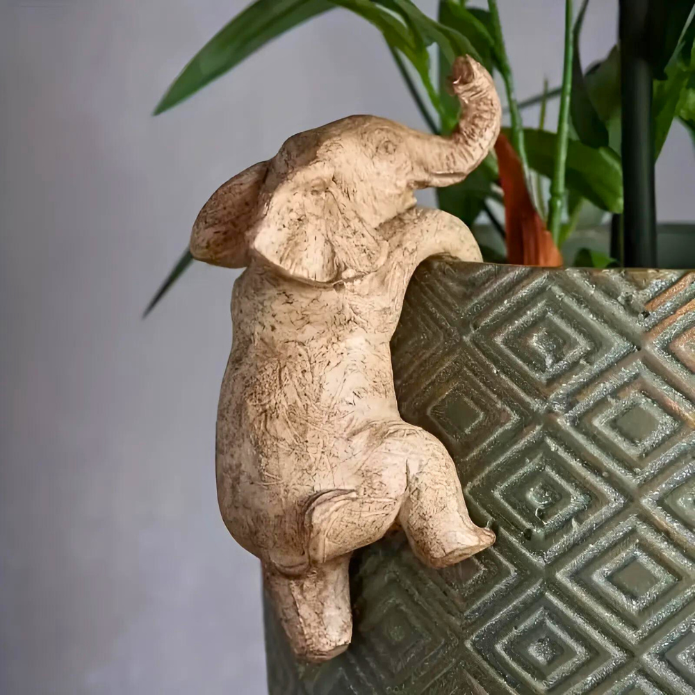 TrunkClimb – Elephant Sculpture Hanging Planter Accent