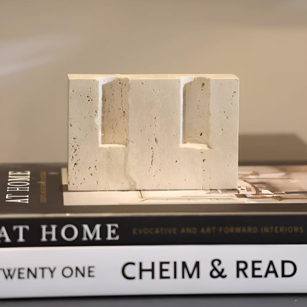 LumiStone – Travertine Dual Candle Holder Natural Modern Decor