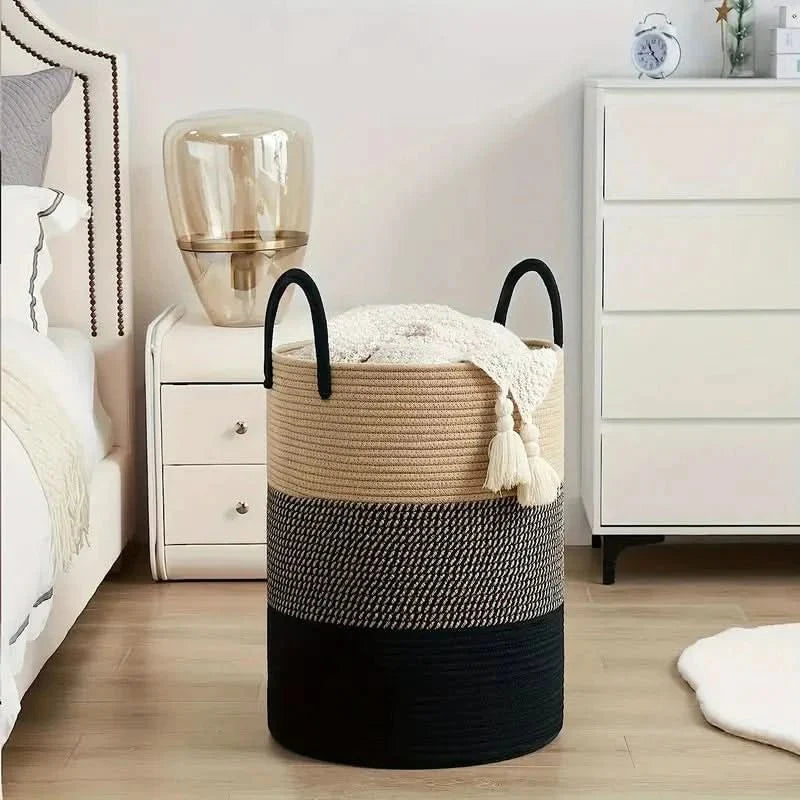 RopeHaven – Foldable Woven Rope Laundry Basket – Robust, Stylish Storage