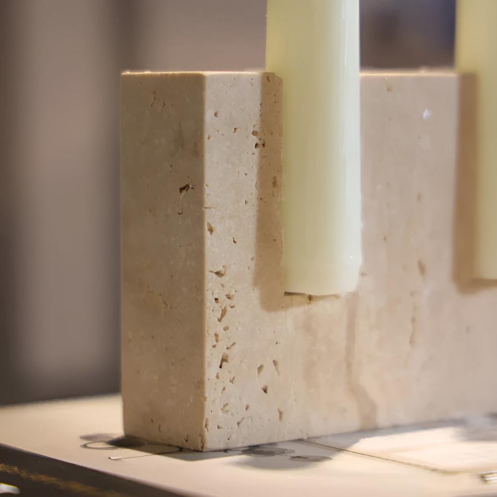 LumiStone – Travertine Dual Candle Holder Natural Modern Decor