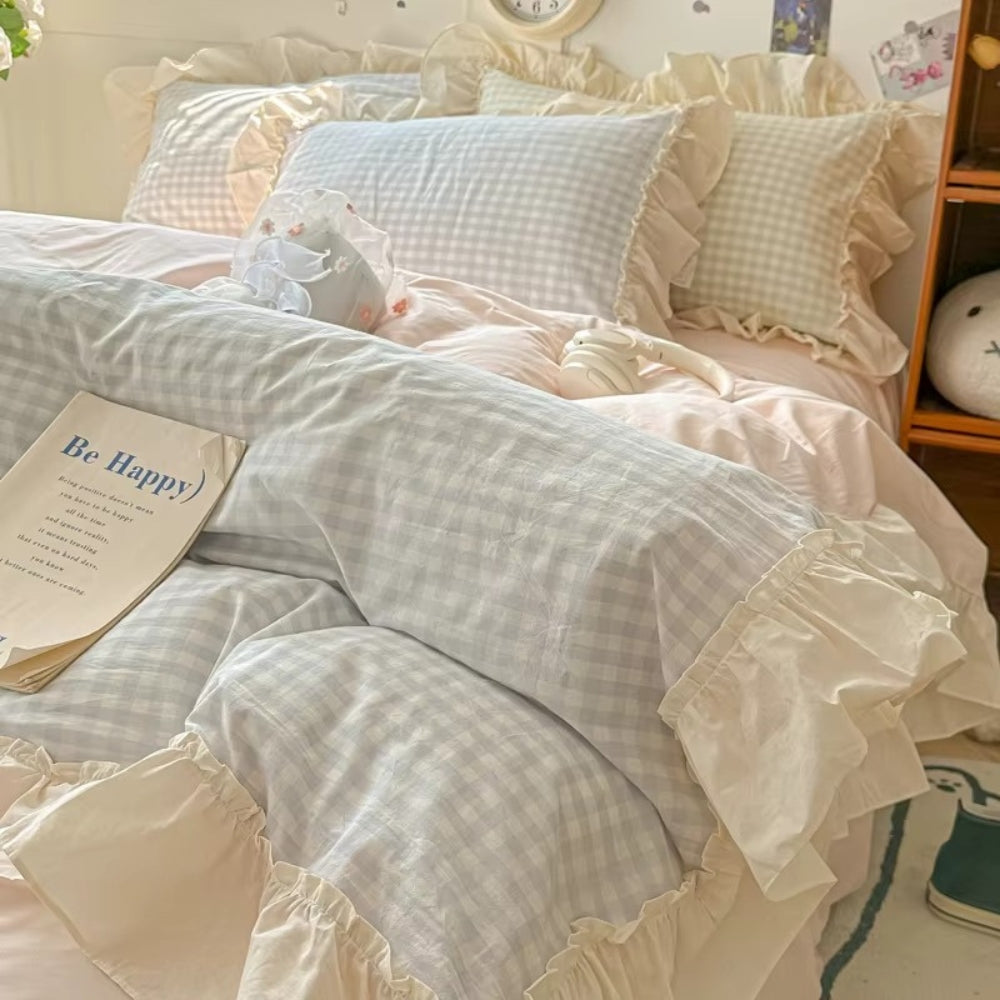 GinghamBelle – Ruffled Gingham Check Bedding Set