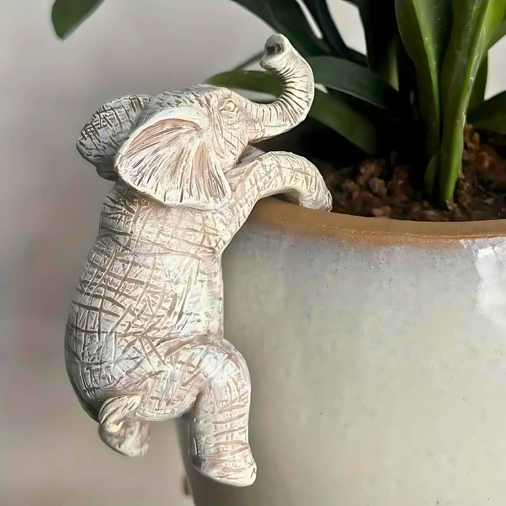 TrunkClimb – Elephant Sculpture Hanging Planter Accent