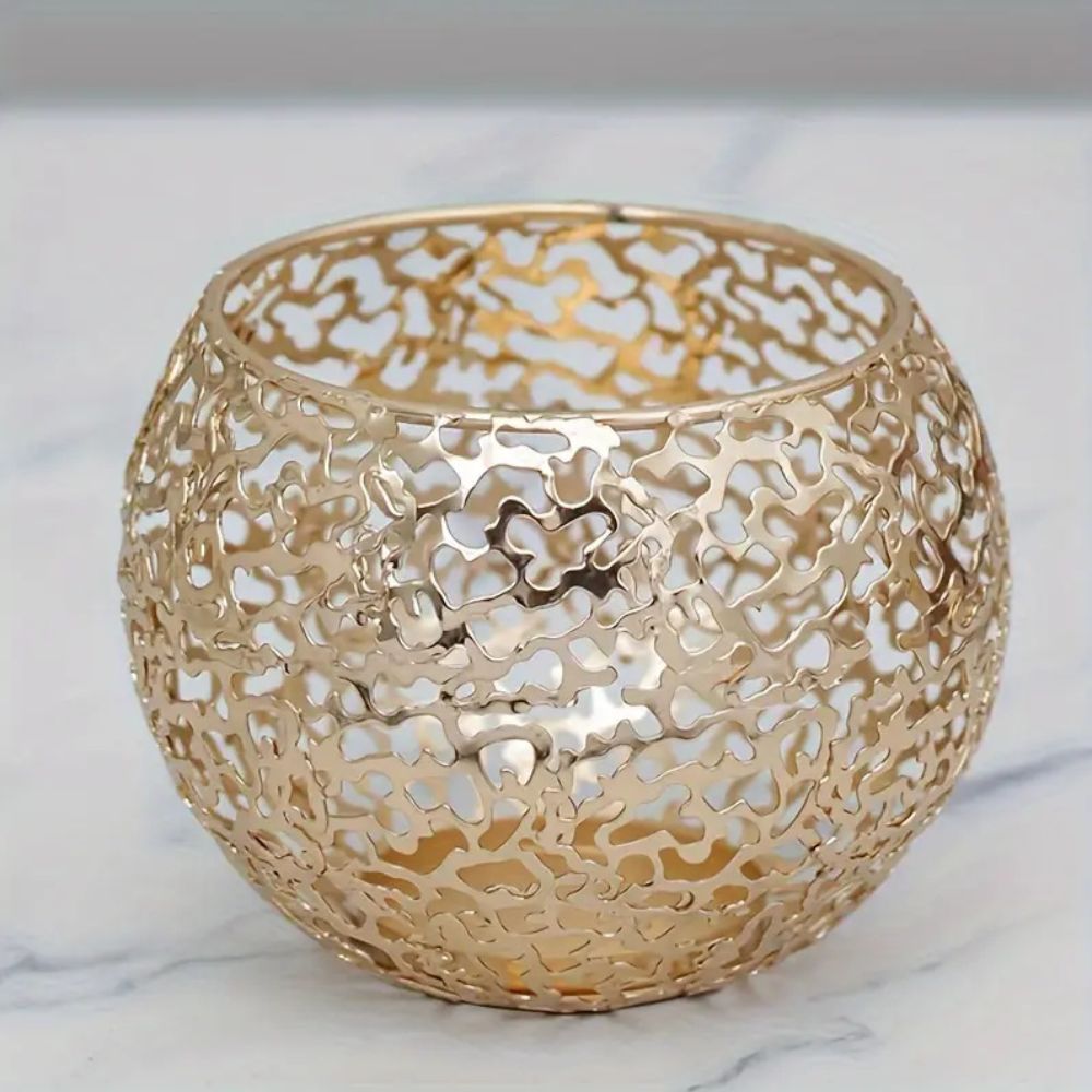 GlowSphere – Metallic Candle Holder Modern Geometric Decor