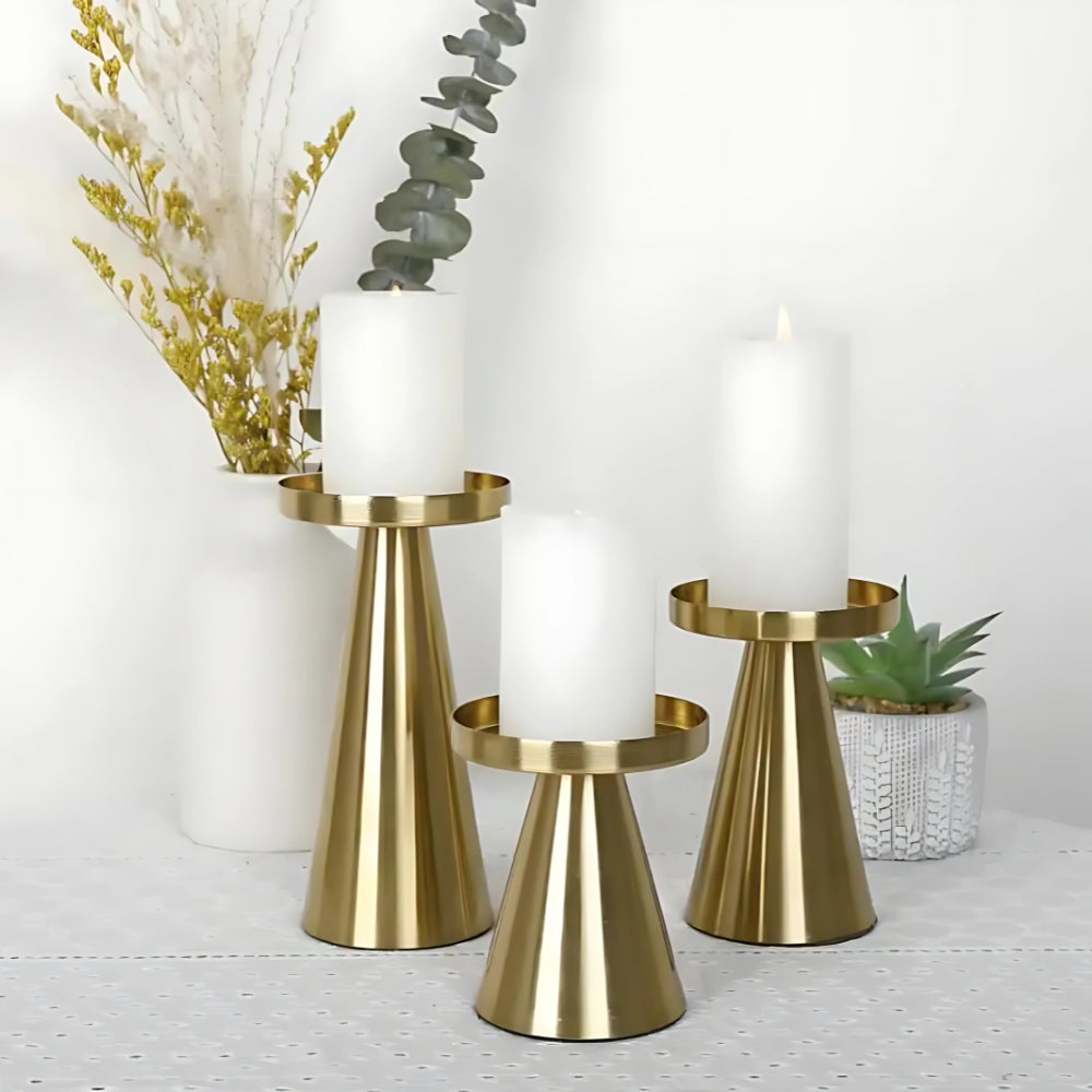 BrassLuxe – Handcrafted Candle Holder Set Elegant Home Decor