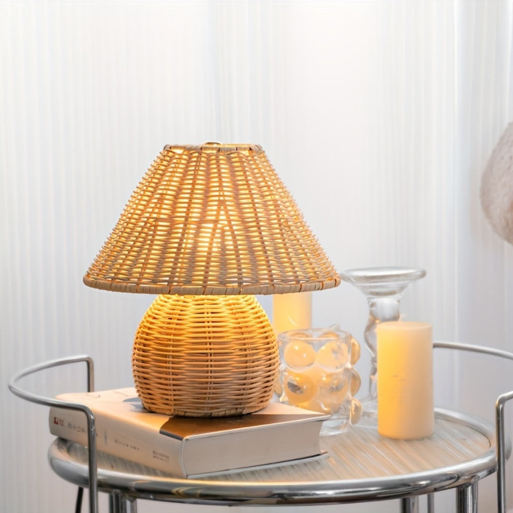 NoyaGlow – Rattan Weave Table Lamp Natural Home Decor