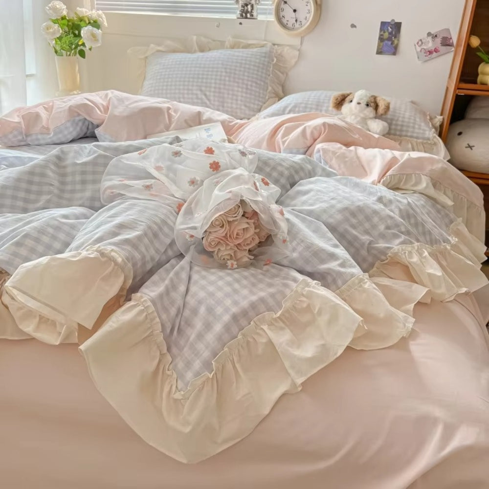 GinghamBelle – Ruffled Gingham Check Bedding Set