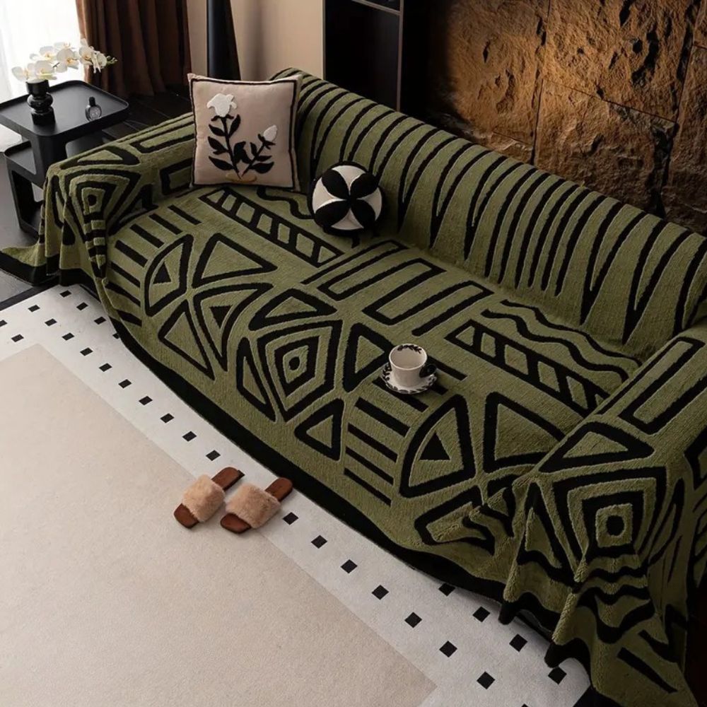 MazeLuxe Cover - Couch Cover - Modern Jacquard - Plush Non-Slip Protection