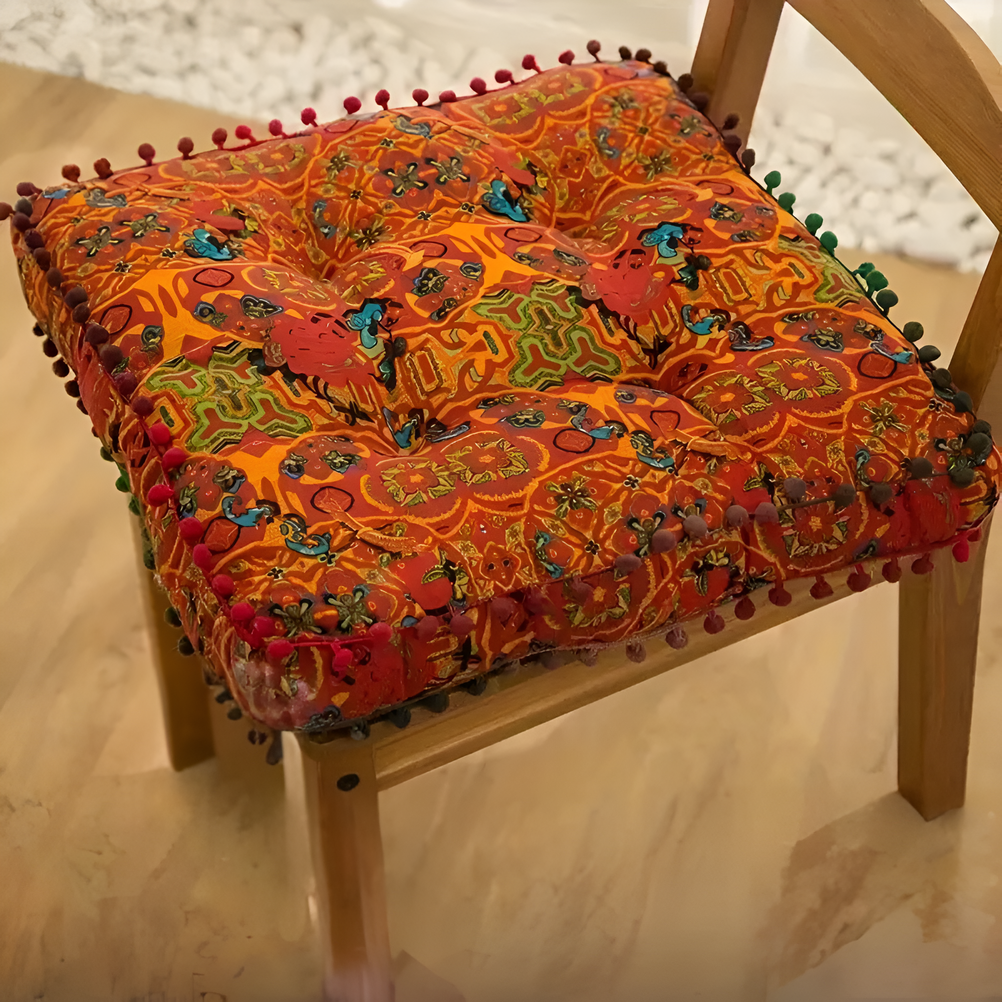 EmbroiCharm – Bohemian Embroidered Floor Cushion