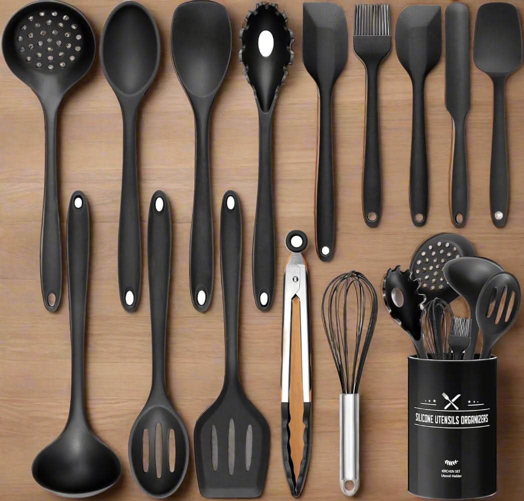 CulinaForge – 15-Piece Heat-Resistant Silicone Kitchen Utensil Set