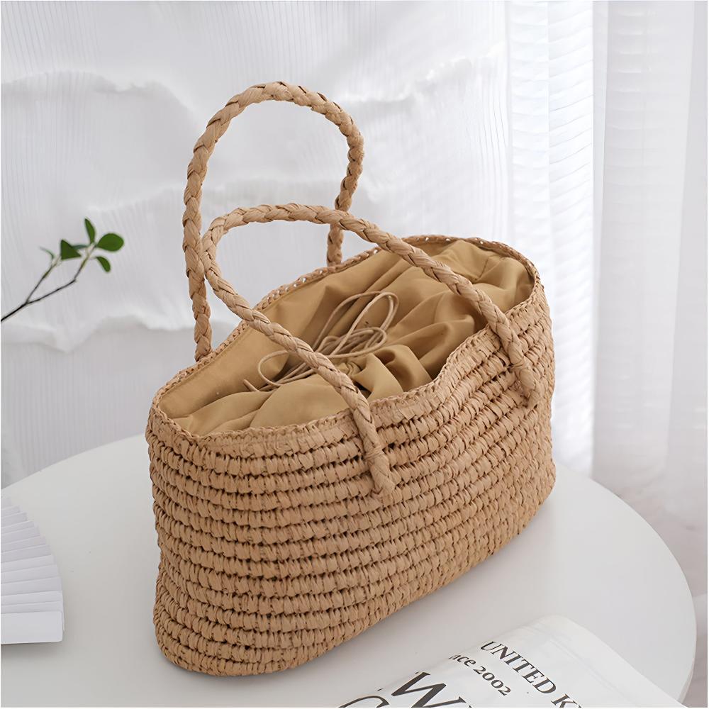 StrawEase Tote - Woven Beach Bag - Boho Style - Lightweight Carry