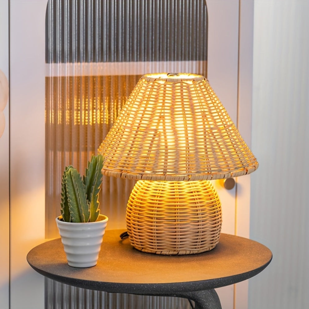 NoyaGlow – Rattan Weave Table Lamp Natural Home Decor