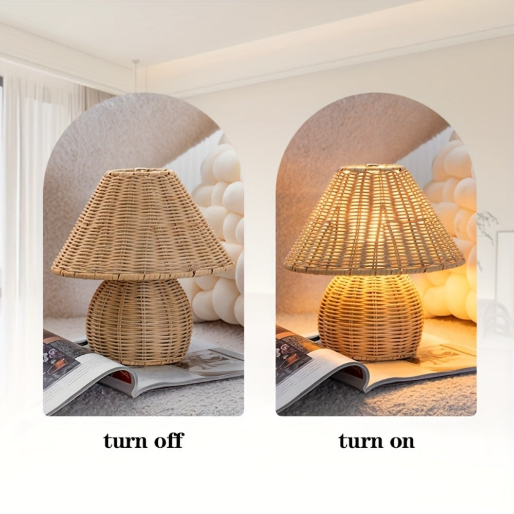 NoyaGlow – Rattan Weave Table Lamp Natural Home Decor