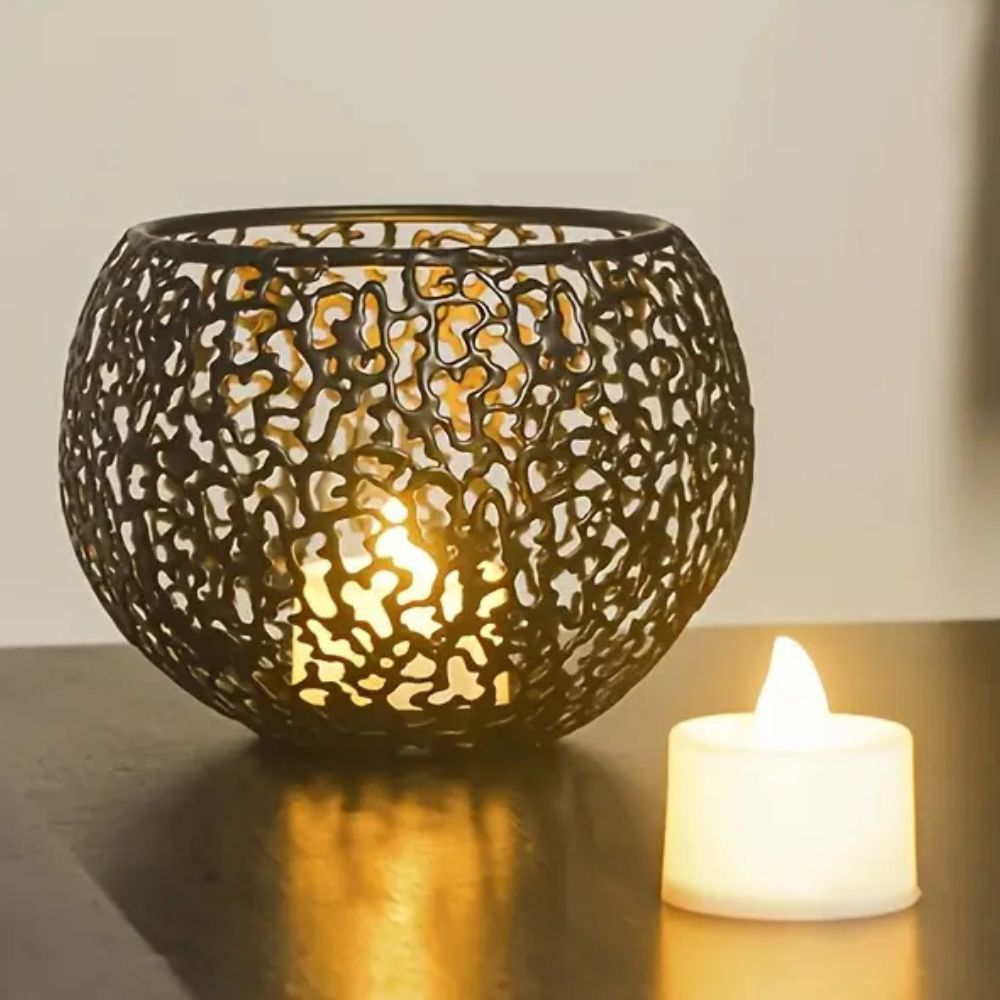 GlowSphere – Metallic Candle Holder Modern Geometric Decor