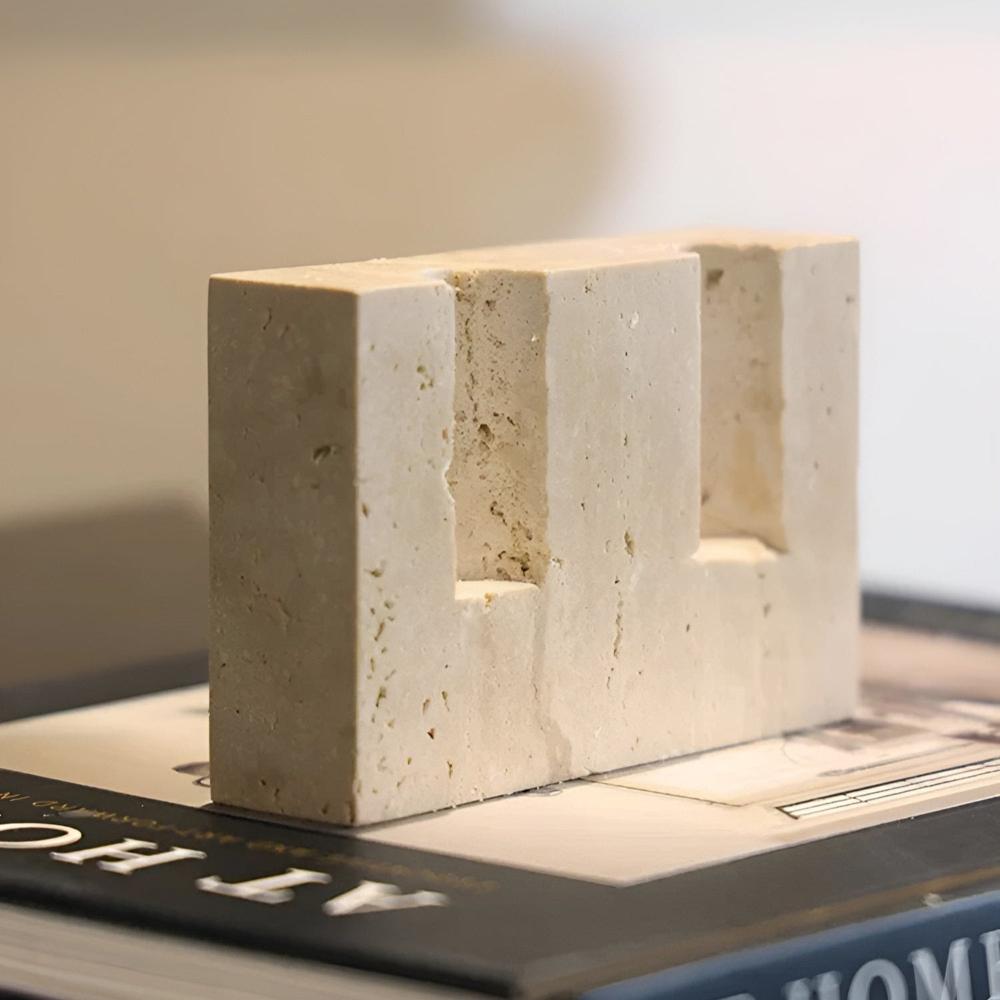 LumiStone – Travertine Dual Candle Holder Natural Modern Decor