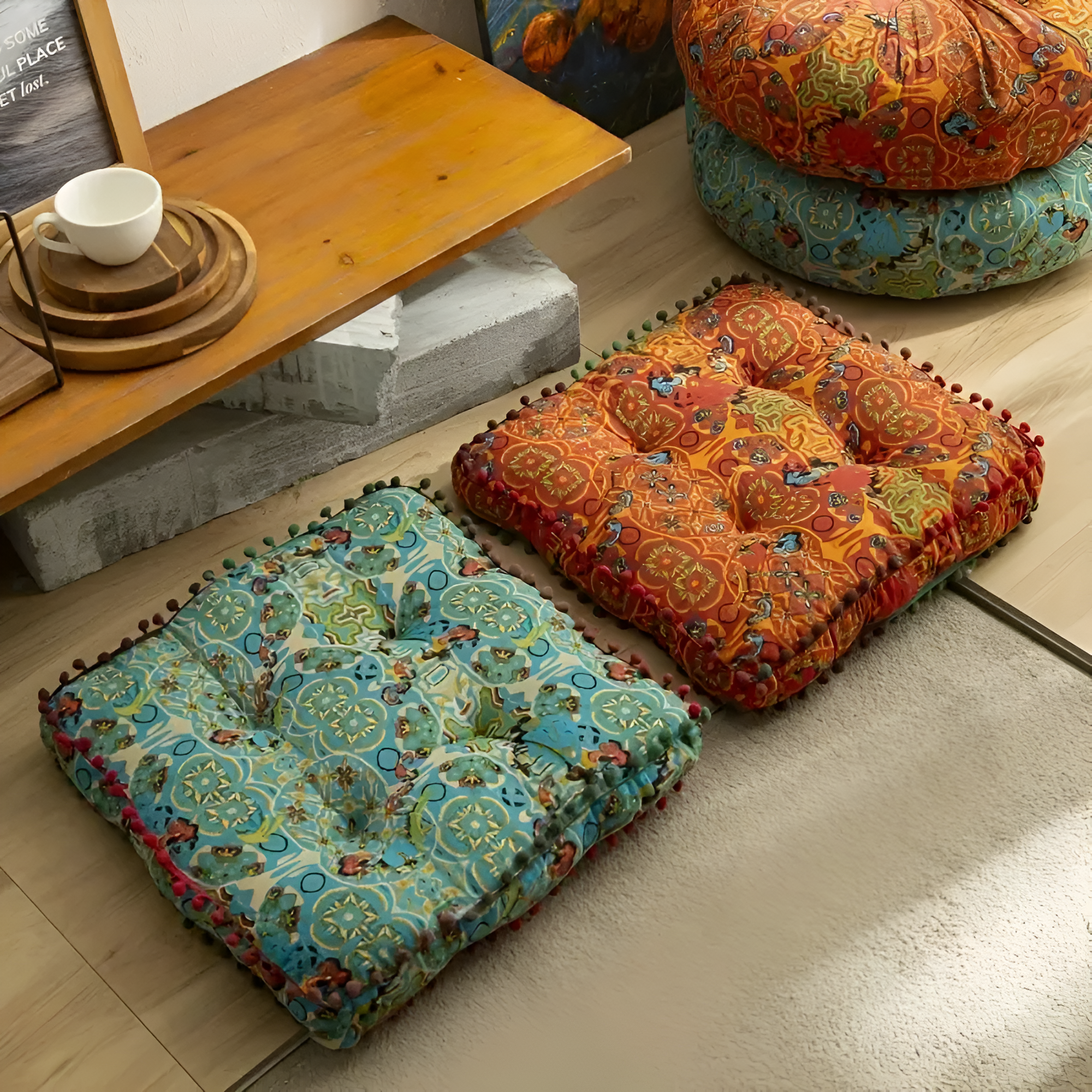 EmbroiCharm – Bohemian Embroidered Floor Cushion