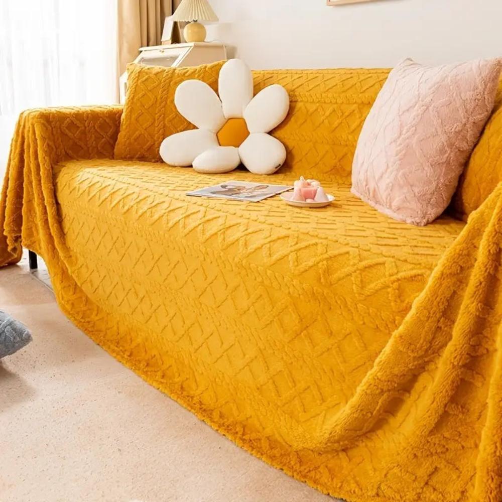 CozyNest Cover - Couch Cover - Waffle Texture - Sherpa Warm Comfort