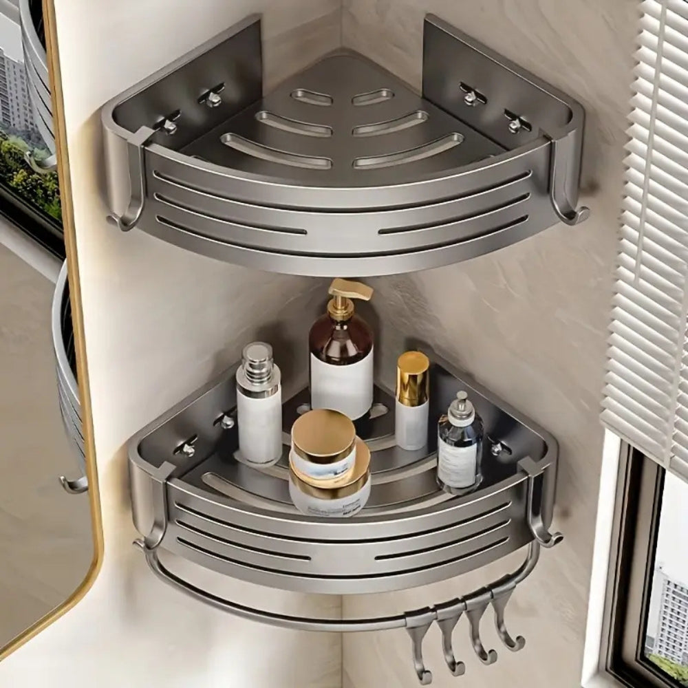 Aero Corner Shower Caddy - Rust-Resistant Aluminum, Space-Saving Design 1