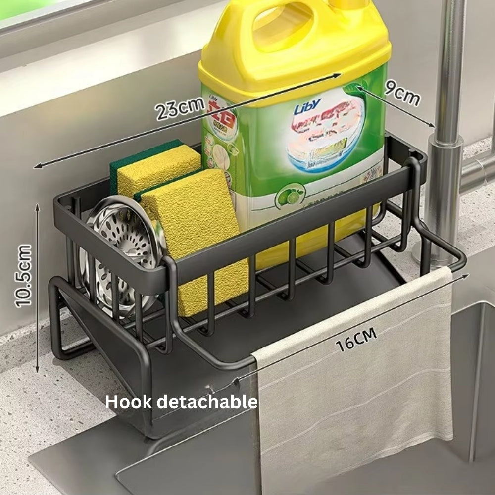 Alaris Sink Caddy - Carbon Steel, Self-Draining Kitchen Sponge Holder 0