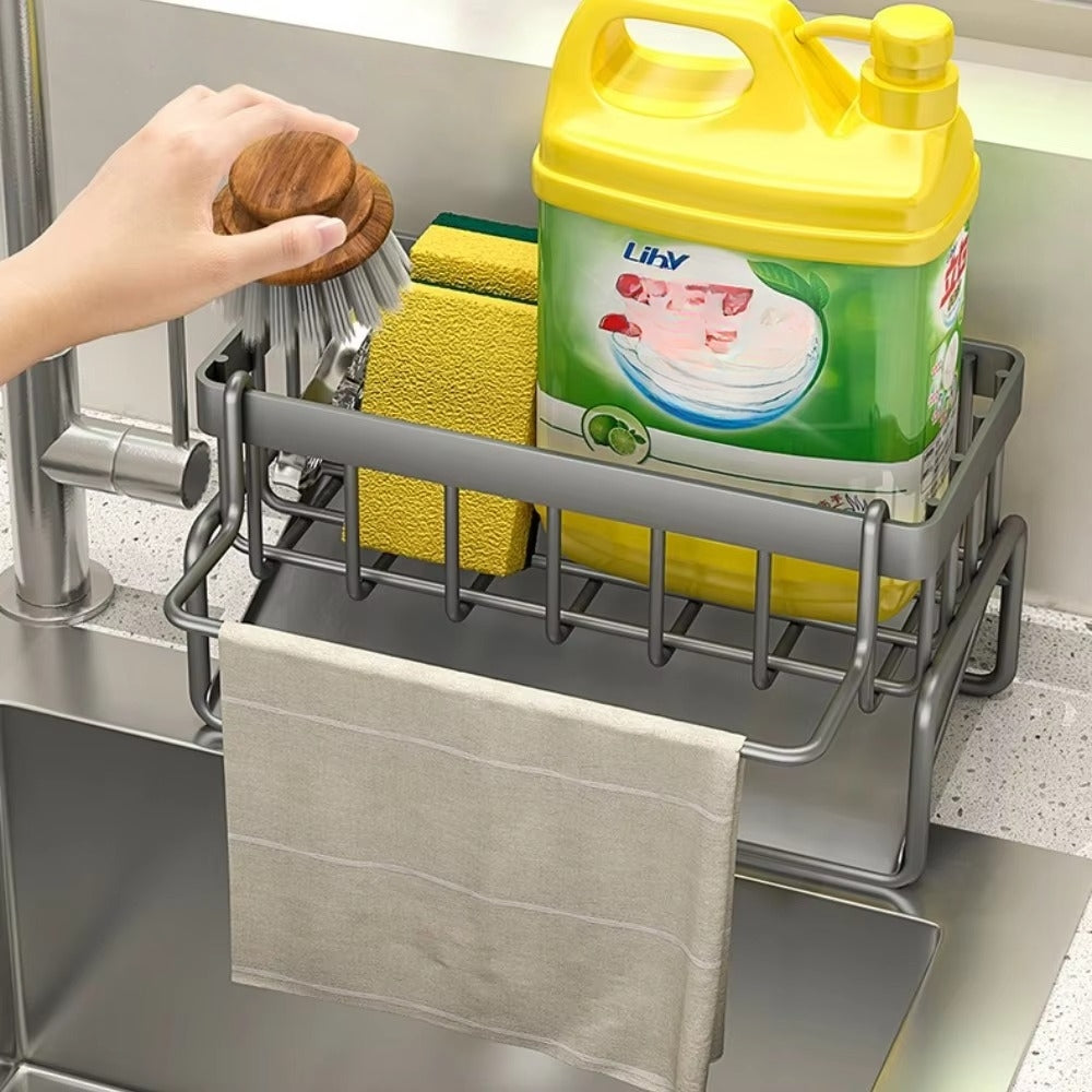 Alaris Sink Caddy - Carbon Steel, Self-Draining Kitchen Sponge Holder 3