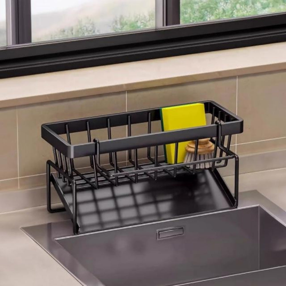 Alaris Sink Caddy - Carbon Steel, Self-Draining Kitchen Sponge Holder 6