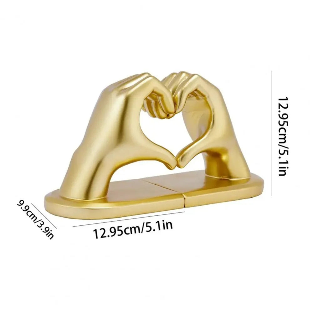 Amora Decorative Bookends - Resin Heart Gesture, Elegant Design 5