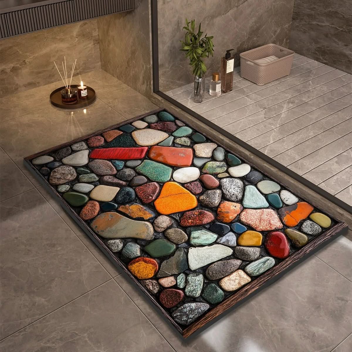 AquaSoft Bath Mat - Diatomaceous Earth, Non-Slip Quick-Drying Design 1