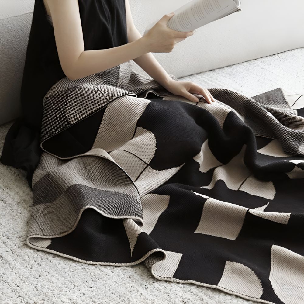 Arden Throw Blanket - Soft Microfiber, Geometric Monochrome Design 4